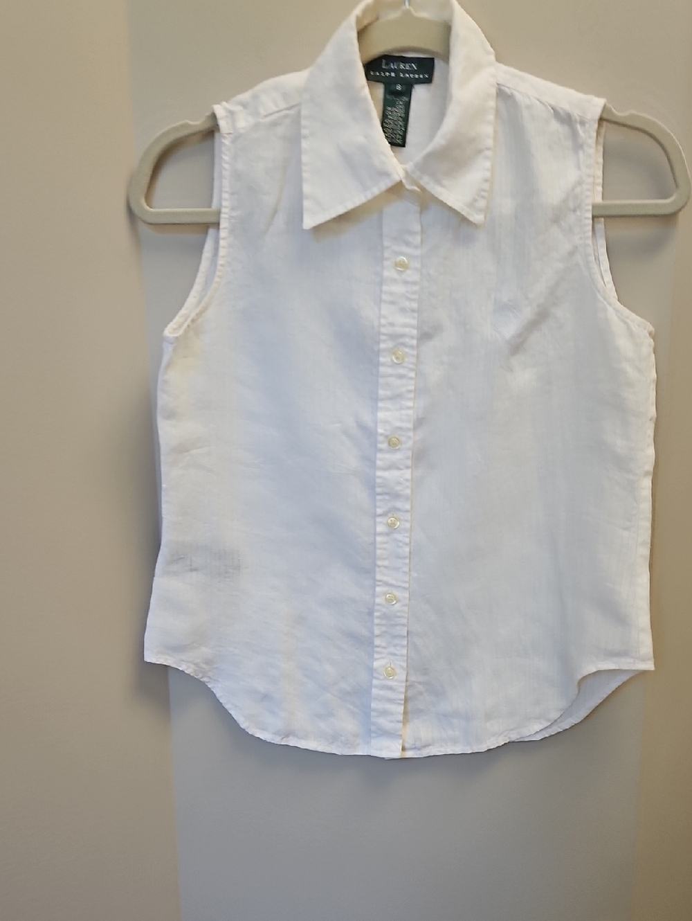 Lauren Ralph Lauren White Linen Button-Up Shirt